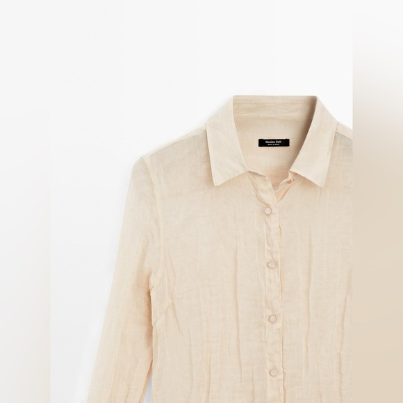 NWT. Massimo Dutti Cream Shirt with Textured Detail. Size L. - Picture 7 of 13
